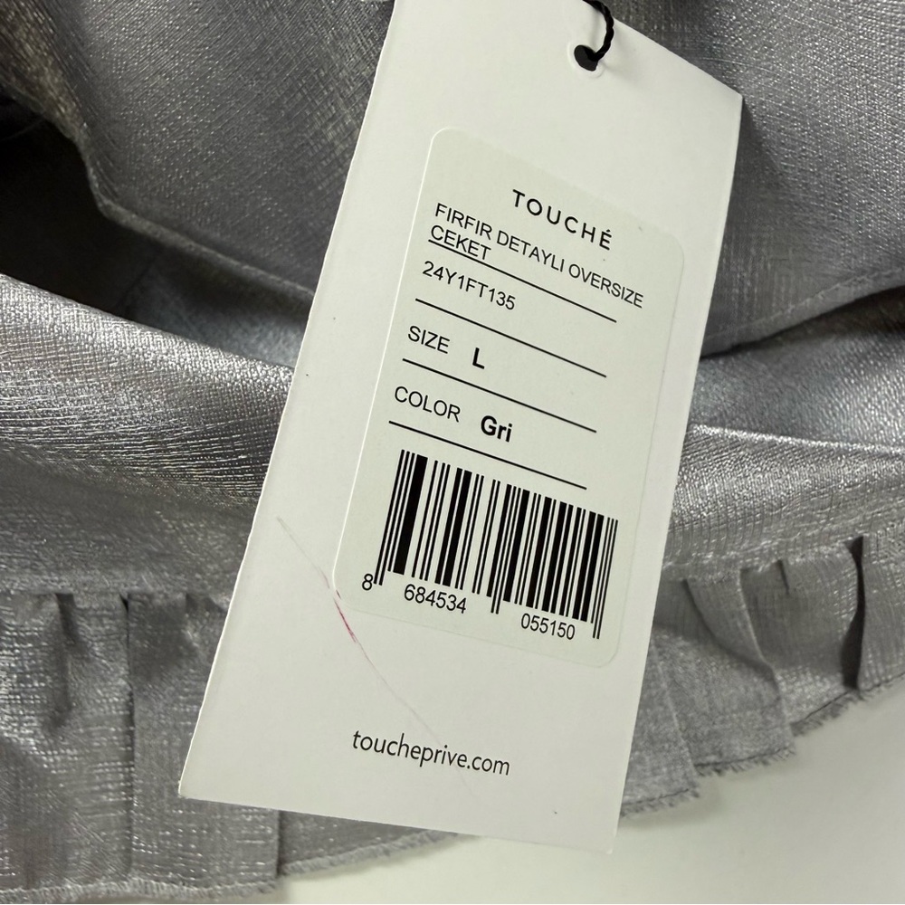 Touche Prive Jacket Womens Large Gray Ruffle NWT - Picture 4 of 9